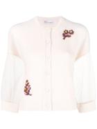Red Valentino Cropped Embellished Cardigan - Nude & Neutrals
