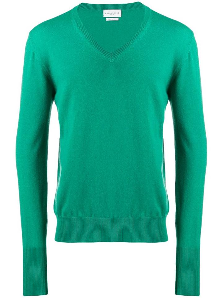Ballantyne Knit V-neck Sweater - Green