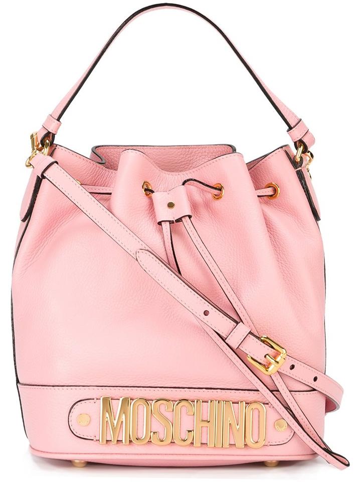 Moschino Logo Bucket Bag, Women's, Pink/purple
