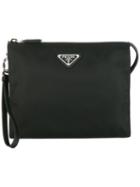 Prada - Brand Embellished Clutch Bag - Men - Nylon - One Size, Black, Nylon
