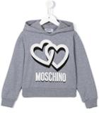 Moschino Kids Double Heart Print Hoodie, Girl's, Size: 10 Yrs, Grey