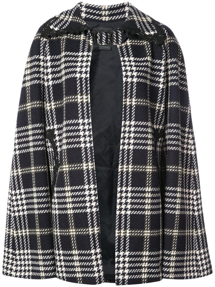 Anna Sui Tartan Print Cape - Black