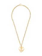 Chanel Vintage Heart Cc Cutout Necklace - Gold