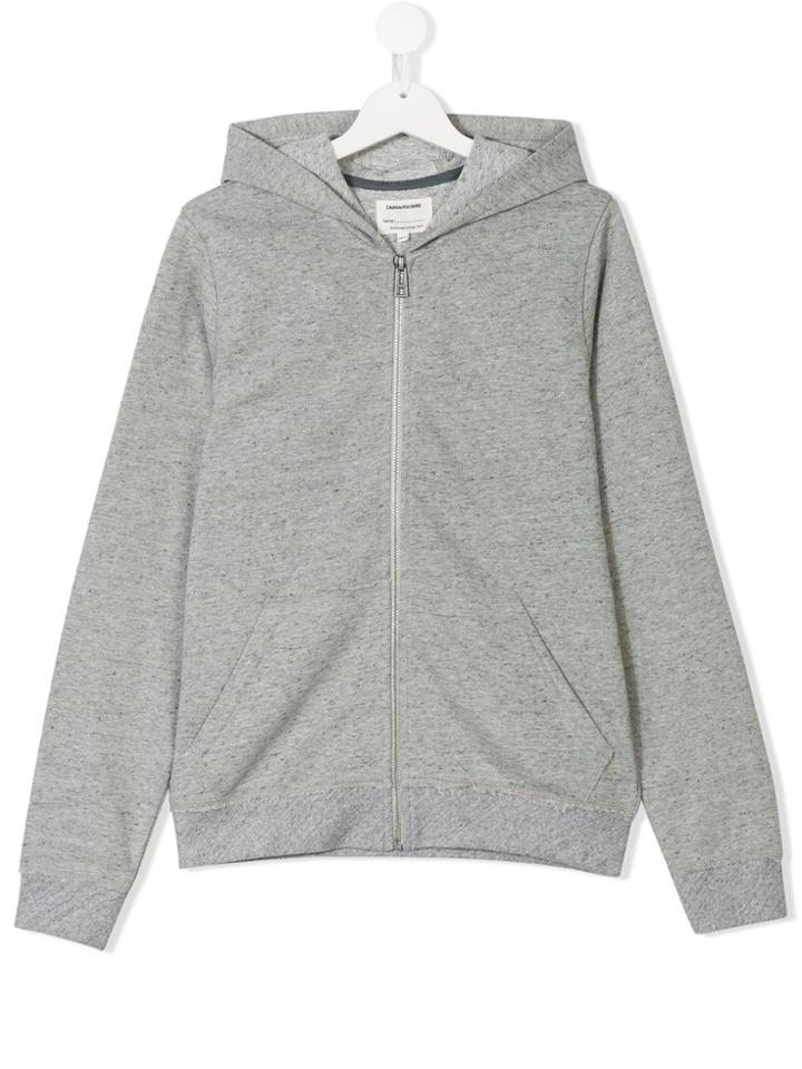 Zadig & Voltaire Kids Teen Back-print Zip-up Hoodie - Grey