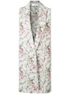 Victor Alfaro Floral Print Sleeveless Jacket, Women's, Size: 0, White, Cotton/polyester