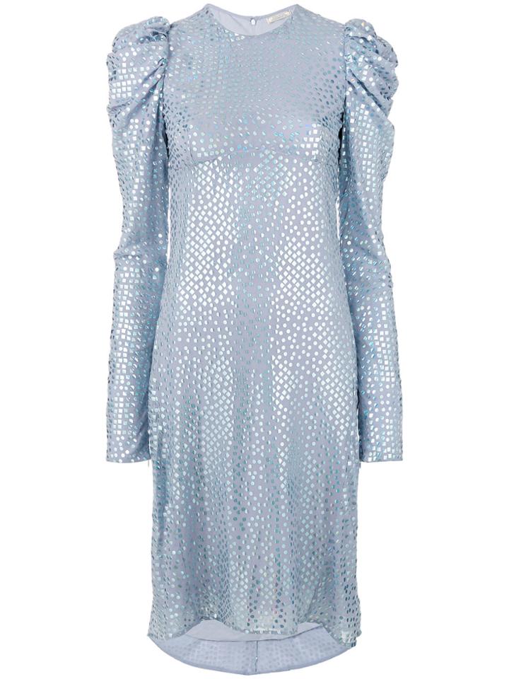 Nina Ricci Puffy Longsleeve Embellished Dress - Blue