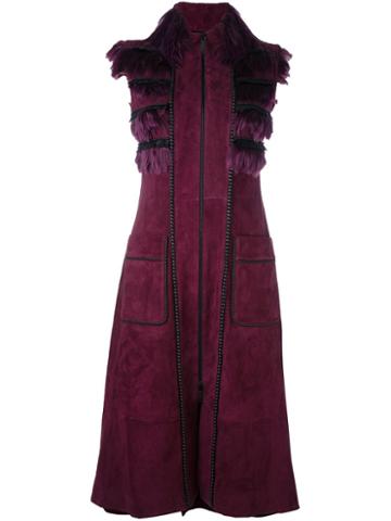 Jitrois 'yoko' Sleeveless Coat, Women's, Size: 38, Pink/purple, Cotton/lamb Skin/polyester/alpaca