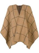 Fay Loose Check Pattern Cape - Neutrals