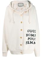 Gucci Slogan Hooded Cardigan - Neutrals