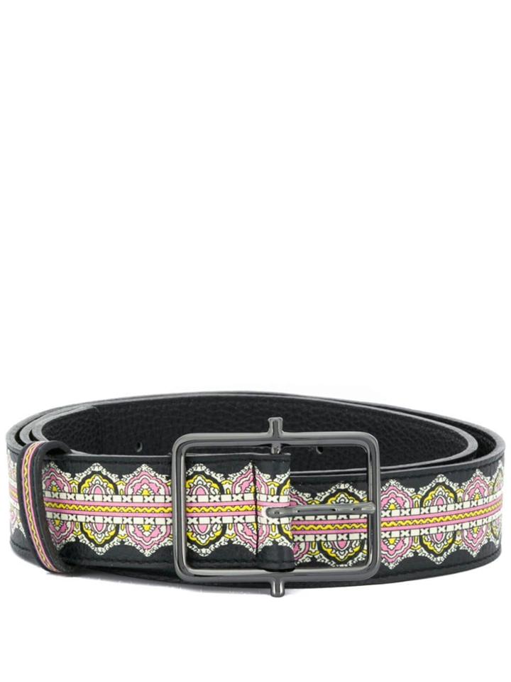 Etro Mosaic Print Belt - Black