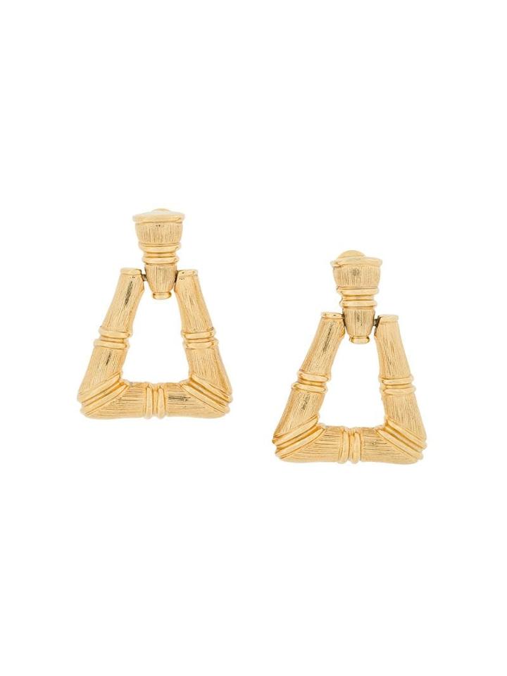 Monet Pre-owned Bamboo Hoop Earrings - Metallic