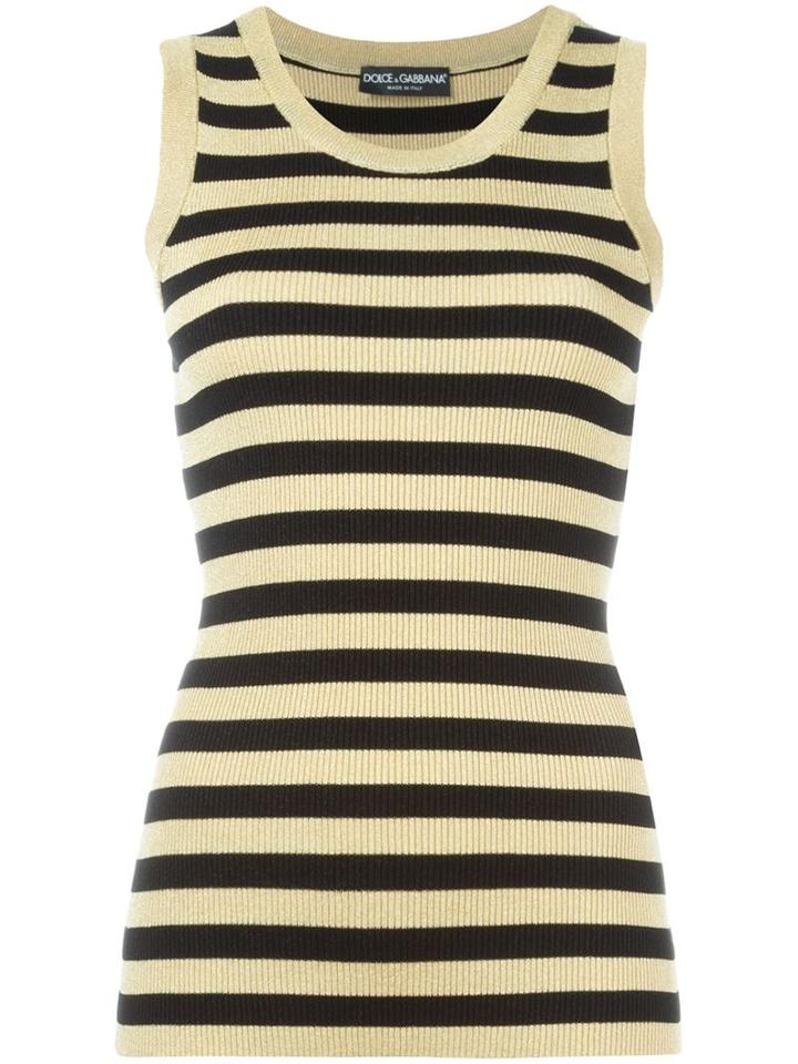 Dolce & Gabbana Striped Tank Top, Women's, Size: 44, Grey, Viscose/nylon/polyester/polyurethane