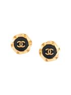Chanel Pre-owned Cc Logo Button Earrings - Black