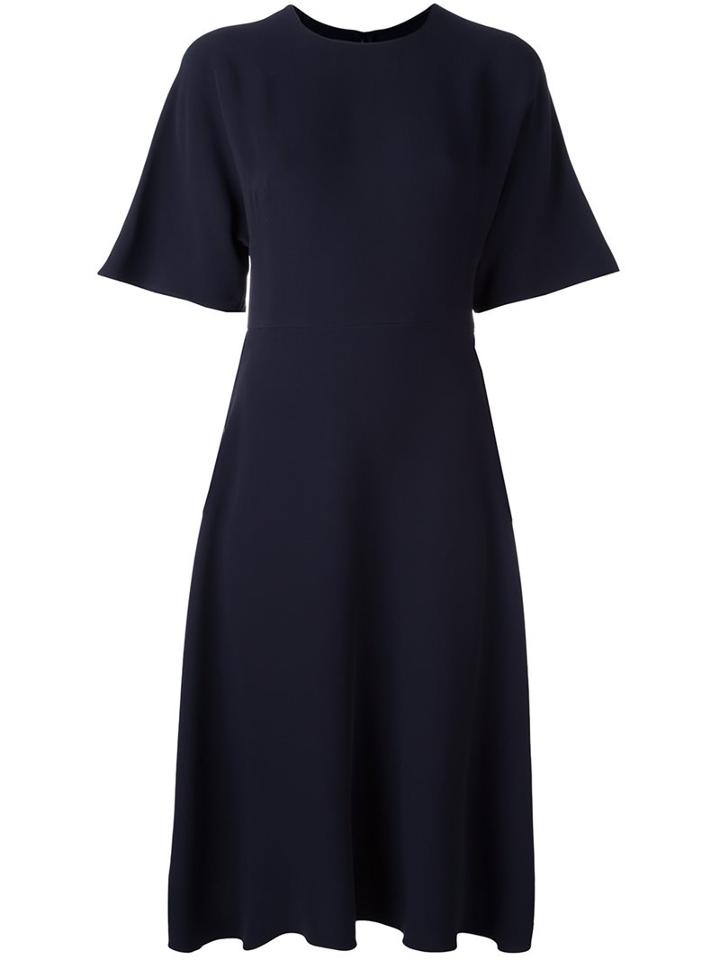 Valentino Crepe Couture A-line Dress, Women's, Size: 44, Blue, Silk