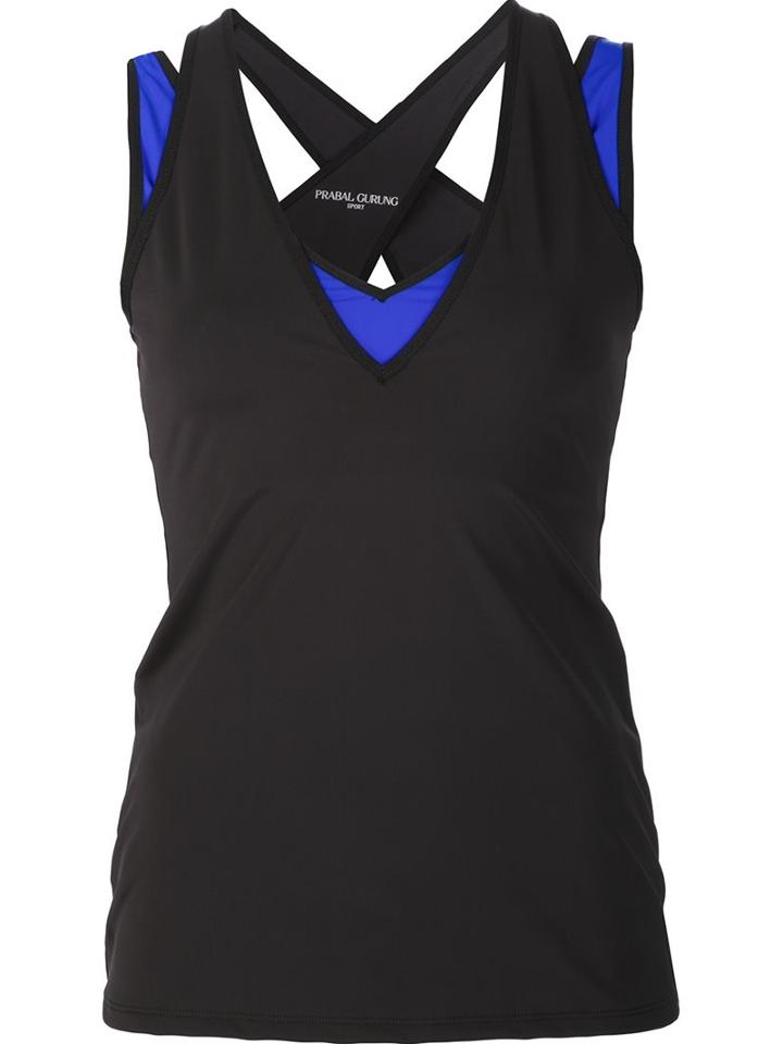 Prabal Gurung Sport 'colourblock Performance' Tank, Women's, Size: Xl, Black, Nylon/spandex/elastane