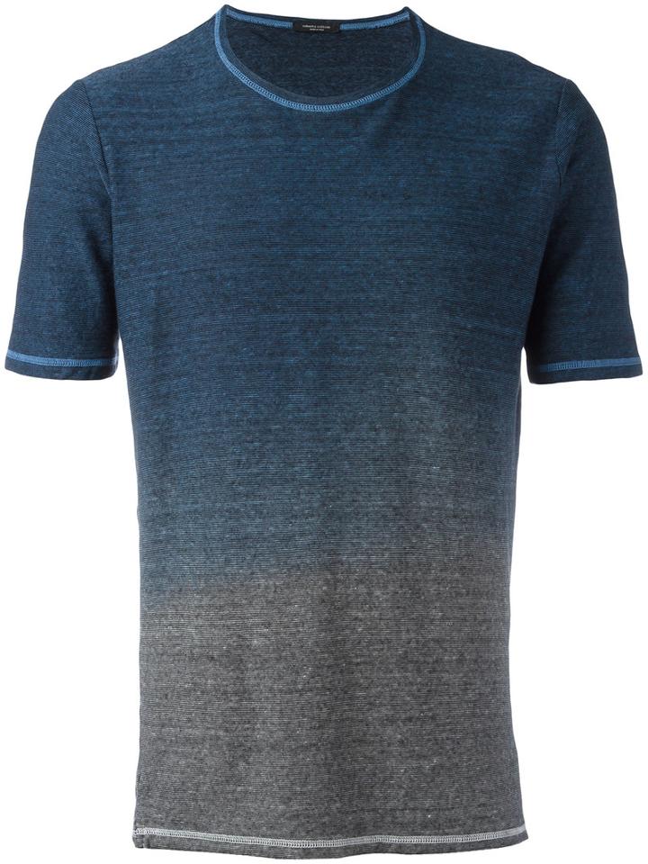 Roberto Collina Gradient T-shirt, Men's, Size: 50, Blue, Cotton/linen/flax