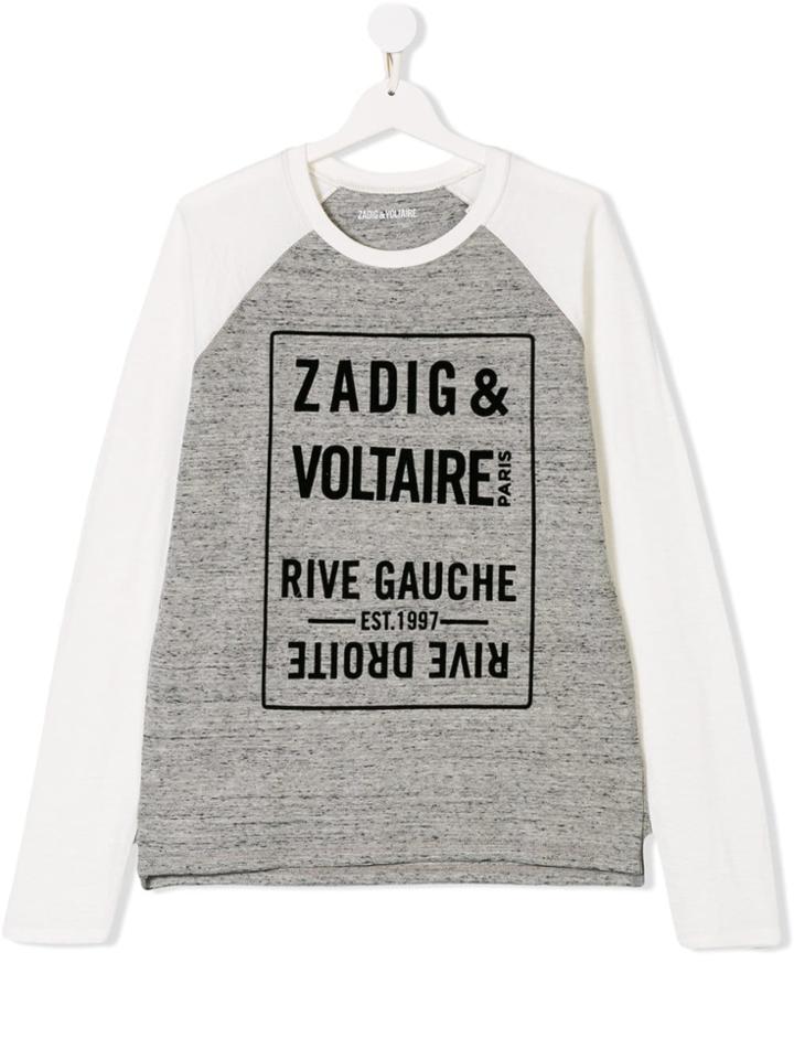 Zadig & Voltaire Kids Teen Rive Gauche Printed Top - Grey