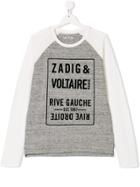 Zadig & Voltaire Kids Teen Rive Gauche Printed Top - Grey
