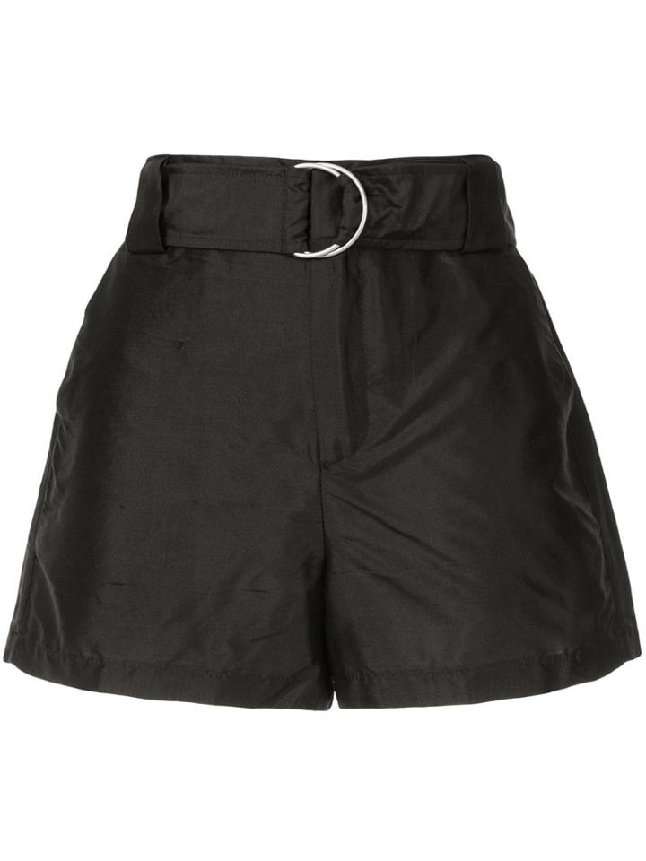 Andrea Ya'aqov Belted Silk Shorts - Black