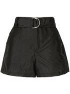 Andrea Ya'aqov Belted Silk Shorts - Black