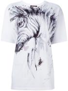 Roberto Cavalli Zebra Print T-shirt, Women's, Size: 40, White, Cotton