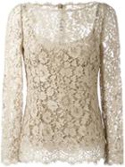 Dolce & Gabbana Floral Lace Blouse, Women's, Size: 42, Nude/neutrals, Cotton/viscose/nylon/nylon