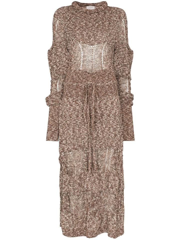 Lemaire Eyelet Knitted Midi Dress - Brown