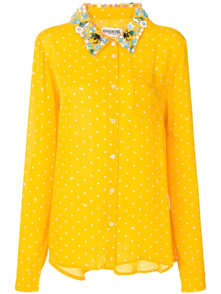 Essentiel Antwerp Embellished Collar Polka Dot Shirt - Yellow & Orange