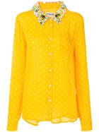 Essentiel Antwerp Embellished Collar Polka Dot Shirt - Yellow & Orange