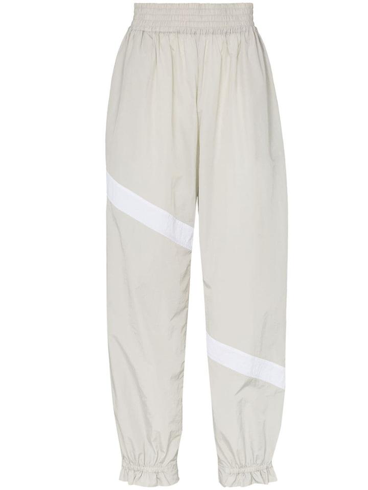 Ganni Striped Flared Cuff Track Pants - Grey