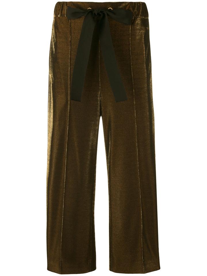 Fendi - Metallic Cropped Trousers - Women - Silk/polyester/viscose - 40, Brown, Silk/polyester/viscose