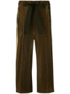 Fendi - Metallic Cropped Trousers - Women - Silk/polyester/viscose - 40, Brown, Silk/polyester/viscose