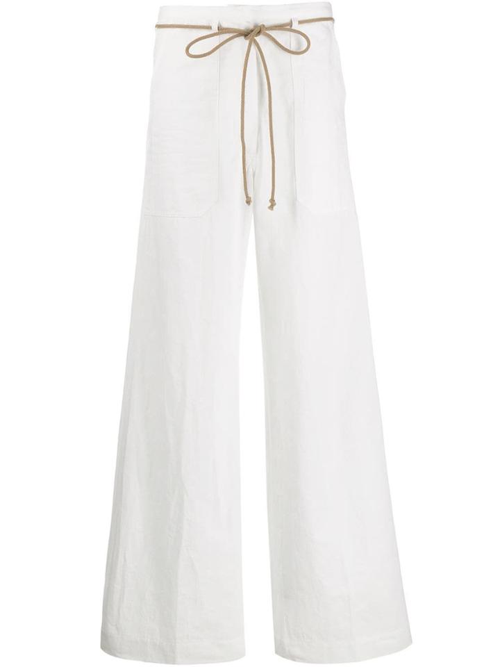 Ann Demeulemeester Drawstring Flared Trousers - White