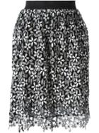 Self-portrait Daisy Guipure Mini Skirt, Women's, Size: 8, Black, Polyester