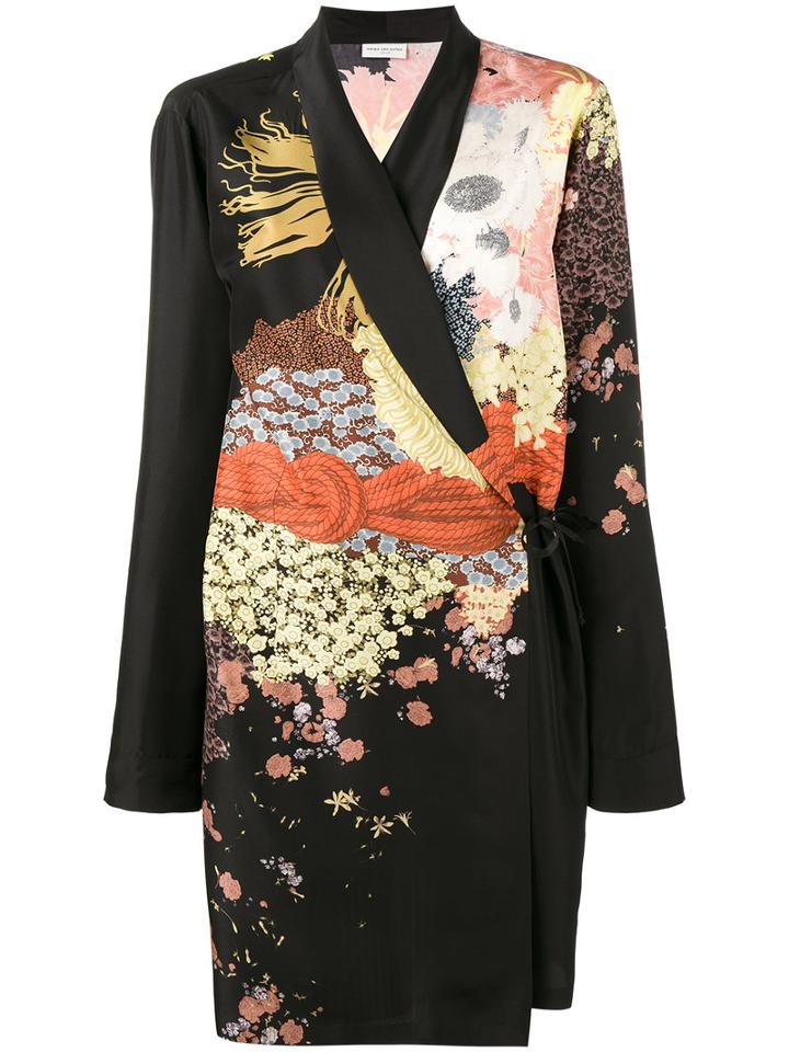 Dries Van Noten Cancun Printed Wrap Jacket, Women's, Size: Small, Black, Silk