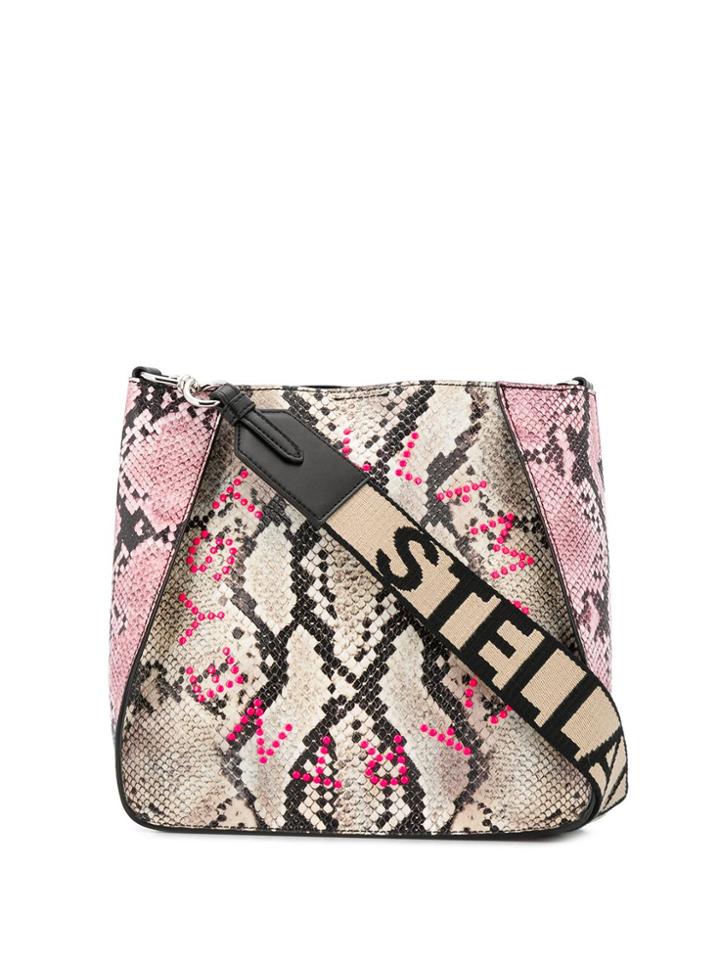 Stella Mccartney Stella Logo Snake-effect Shoulder Bag - Grey