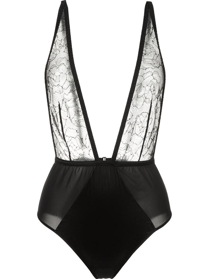 Fleur Du Mal - Satin And Lace Bodysuit - Women - Silk/polyamide/spandex/elastane - L, Black, Silk/polyamide/spandex/elastane