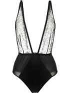 Fleur Du Mal - Satin And Lace Bodysuit - Women - Silk/polyamide/spandex/elastane - L, Black, Silk/polyamide/spandex/elastane