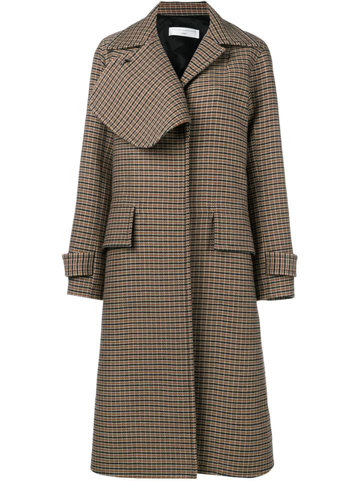 Victoria Beckham Check Flap Lapel Coat - Black