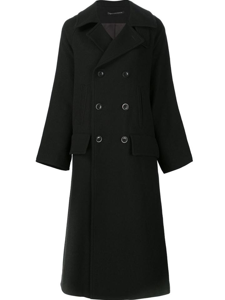 Y's Oversized Double Breasted Coat, Women's, Size: 2, Black, Cupro/wool