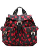 Red Valentino Hearts Print Backpack - Black