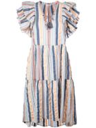 Ulla Johnson Striped Ruffle Sleeve Dress - Blue