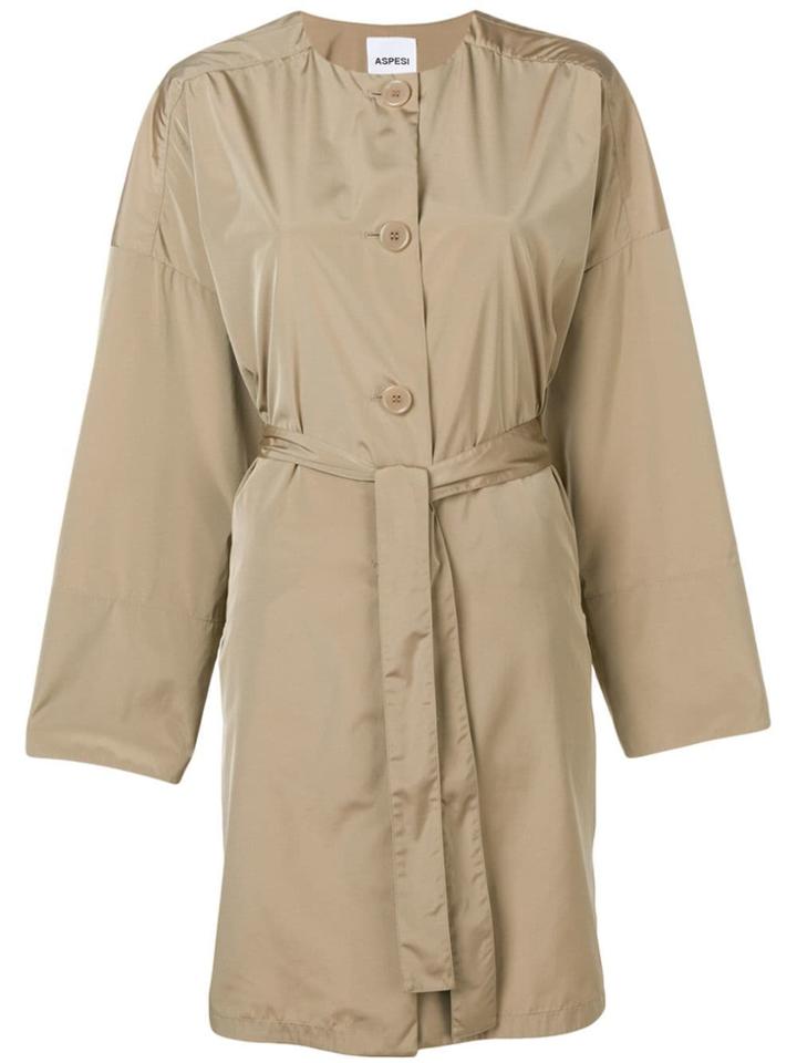 Aspesi Belted Collarless Coat - Neutrals