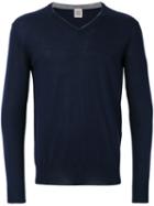Eleventy - V Neck Sweatshirt - Men - Silk/merino - Xl, Blue, Silk/merino