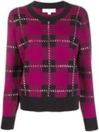 Michael Kors Embellished Tartan Sweater - Purple