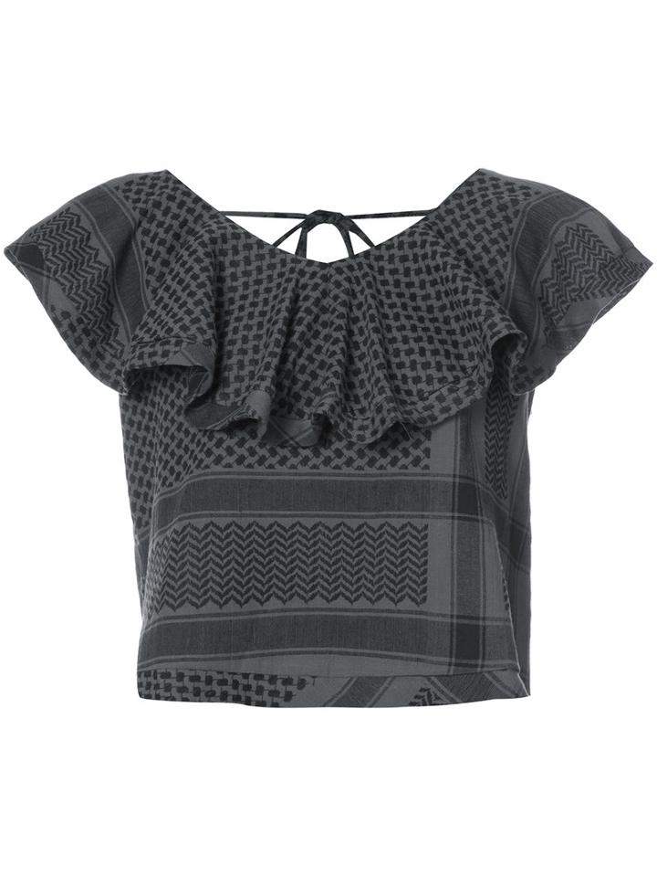 Cecilie Copenhagen - V-back Ruffle Top - Women - Cotton - 1, Black, Cotton