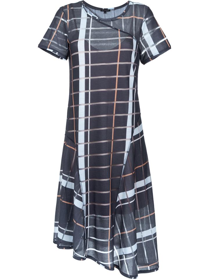 Alcaçuz Patterned Asymmetric Dress - Grey