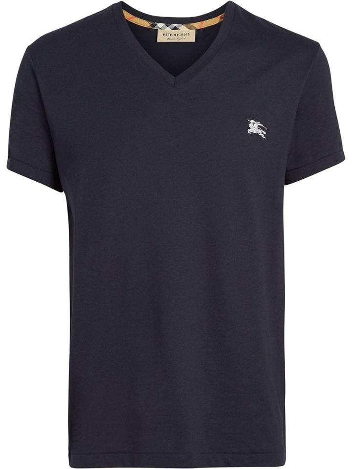 Burberry Cotton Jersey V-neck T-shirt - Blue