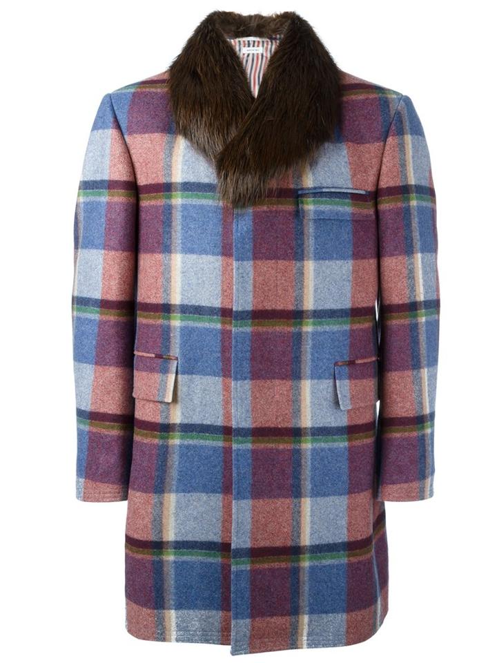 Thom Browne Trim Detail Checked Coat