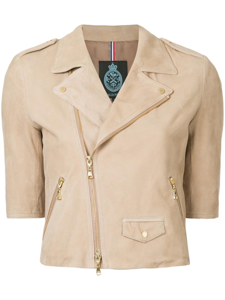 Guild Prime Short-sleeve Biker Jacket - Nude & Neutrals